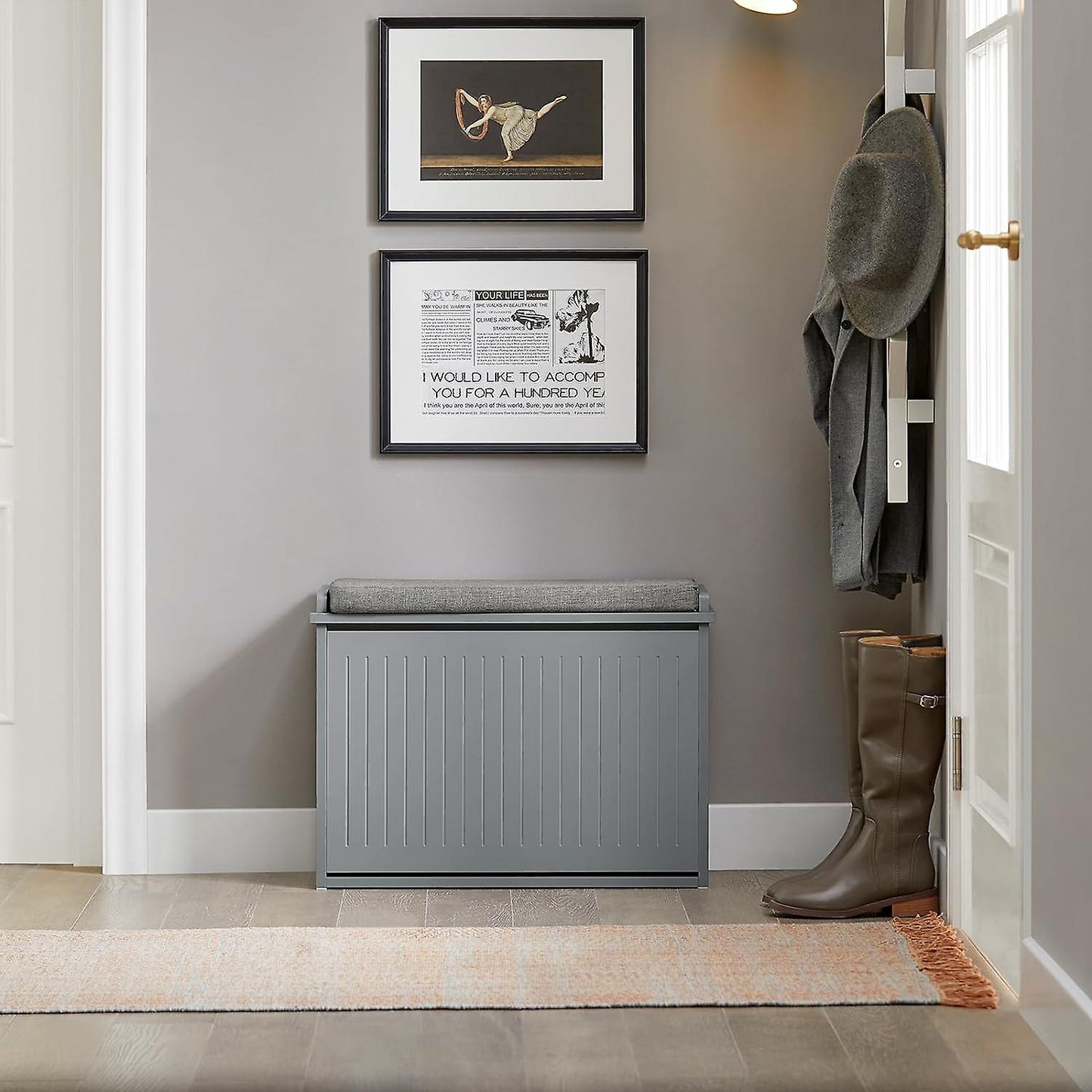 SoBuy Banc pour chaussures - Gris - 62x26x46 cm