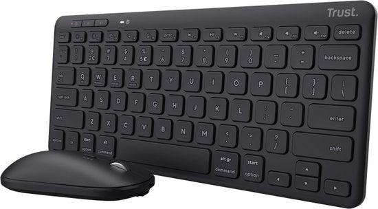 Trust Lyra - Clavier et souris sans fil - Multi-connexion - Rechargeables - Azerty BE - Noir