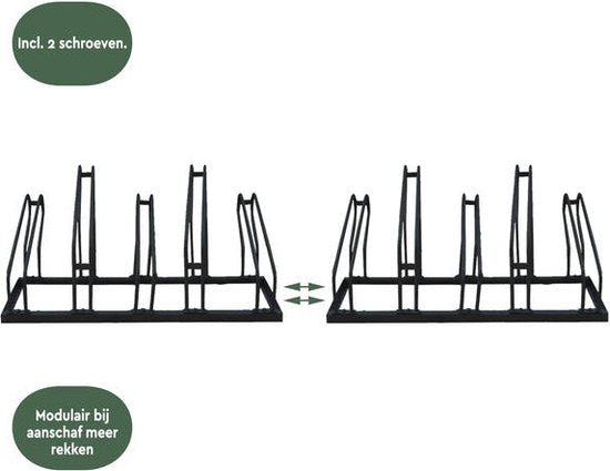 BRASQ Porte-vélos pour 5 vélos - Support pour vélos - Support pour vélos - Support pour vélos pour le sol Comprend le matériel de fixation - Noir