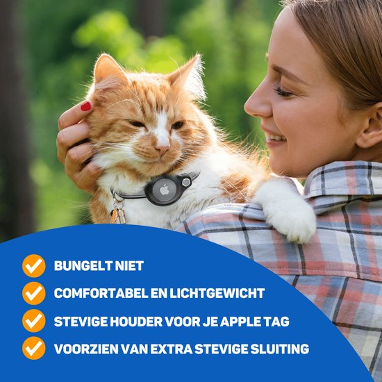 Vulpes Goods® Pets - Collier pour chat adapté à Apple AirTag - Apple Airtag Cat Collar Pro - Sûr, léger, réfléchissant et confortable - Anti-rayures et résistant à l'eau - 3 accessoires inclus - 23.5-30.5 CM - S