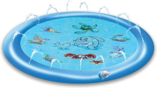 Tapis d'eau Creative Kids 170CM - Tapis d'eau avec système de pulvérisation - Impression sous-marine - Dès 3 ans - Plastique - Bleu
