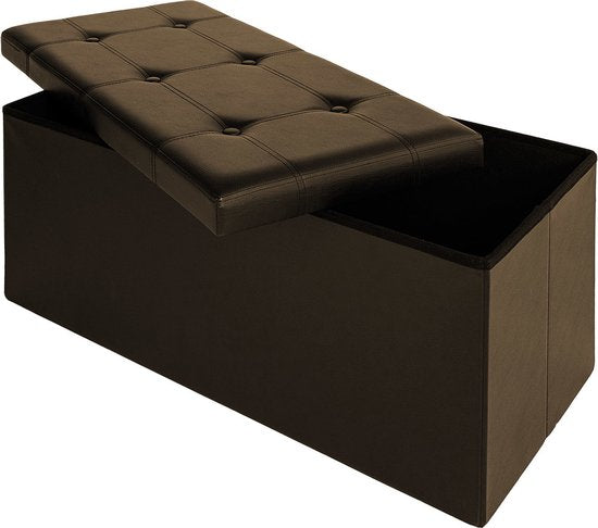 Banc Casaria avec rangement - 80x40x40cm 100L Faux cuir - Marron