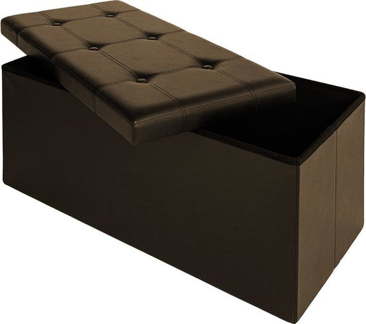 Banc Casaria avec rangement - 80x40x40cm 100L Faux cuir - Marron