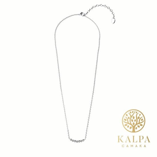 Yolora Dames Ketting met Kalpa Camaka Kristallen - Zilverkleurig - 18K Witgoud Verguld - Vrouwen Collier Zilver - Sieraden - Halsketting - Luxe Giftbox - Geschenkdoos - Cadeau doos - Exclusieve Geschenkverpakking - Mooie Cadeauverpakking