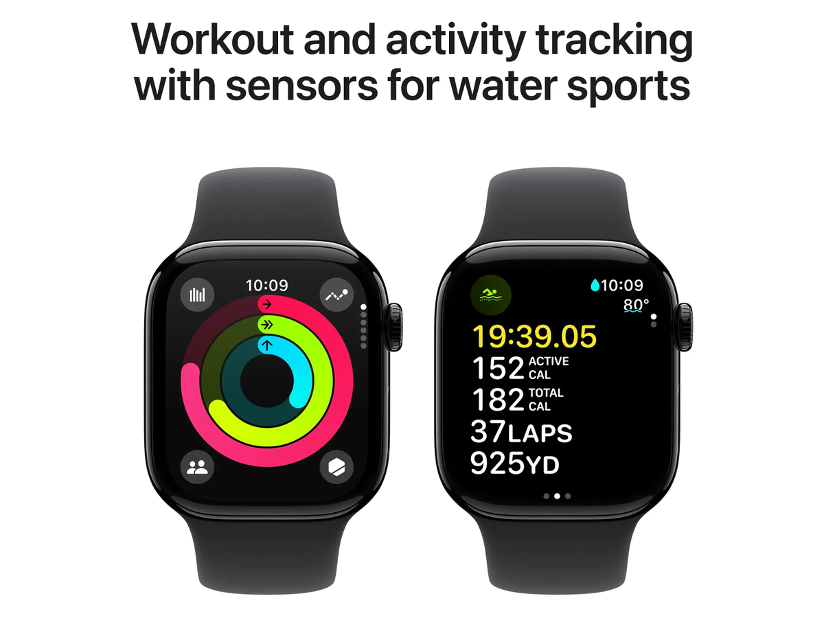 Apple Watch Series 10 42 mm - Aluminium noir diamant - Bracelet Sport noir