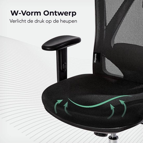 Chaise de bureau ergonomique - LifeGoods - Réglable - Adultes - Noir