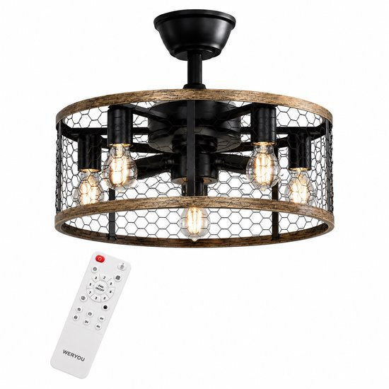 Ventilateur de plafond WERYOU® illuminAIR - Plafonnier - Ventilateur de plafond avec télécommande - Lampe de plafond - Ventilateur de plafond avec éclairage - Lampe ventilateur