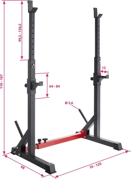 tectake® - squat rack - rack à squat - Apollo - noir / rouge - 404236
