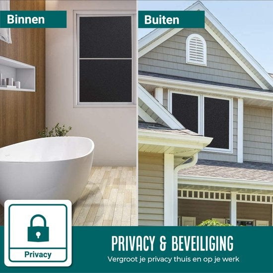 Toile d'occultation Homewell 120x300cm - Film pour fenêtre occultant - Blackout - Anti-regard, Isolant et Protection Solaire - Réutilisable - Statique - Noir