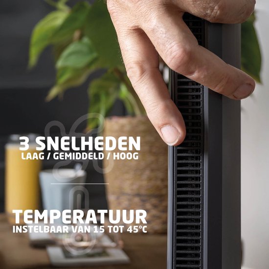 BREND BR-2243 Chauffage par ventilateur sans pales - 2200 Watts - sans pales - affichage LED - minuterie - oscillation - sans danger pour les enfants et les animaux - gris foncé