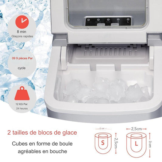 Machine à glaçons KitchenBrothers - 2 litres - 6-8 min. - Silver