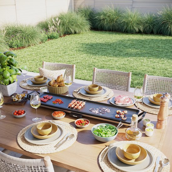 Plaque de cuisson Tristar - BP-2669 - 1 800 W - Gourmet, plaque de grill XL 90 x 23 cm - 8 à 10 personnes