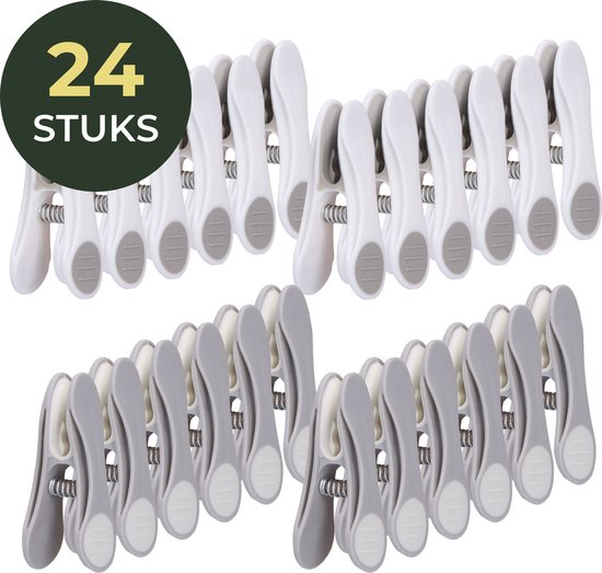 Gandria Pinces à linge 24 pièces - Pinces à linge en plastique - Lot de 24 pinces à linge en plastique - Pinces à linge 10 Kg - Gris/Blanc et Blanc/Gris