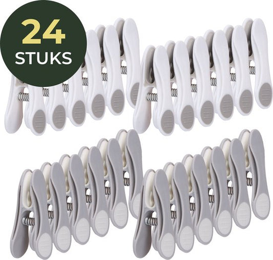 Gandria Pinces à linge 24 pièces - Pinces à linge en plastique - Lot de 24 pinces à linge en plastique - Pinces à linge 10 Kg - Gris/Blanc et Blanc/Gris