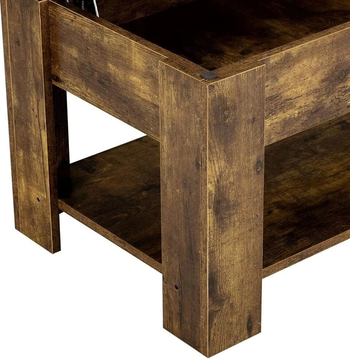 Yaheetech Table basse à plateau relevable - avec rangement caché, mécanisme en métal et étagère inférieure - pour salon et bureau - Mdf vintage brun-noir et métal - 98 x 50 x 41,8-55 cm