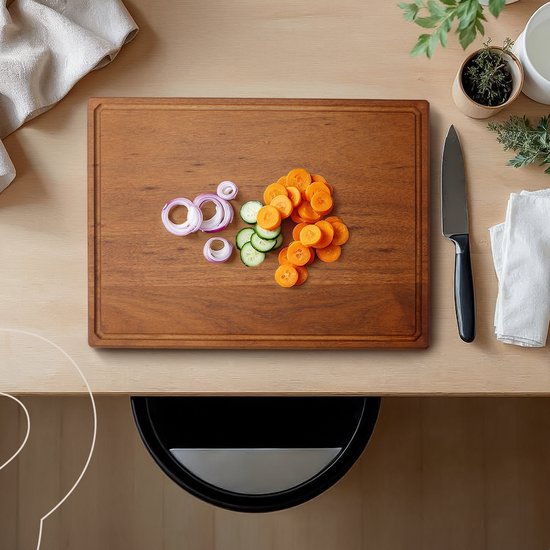 Deleca Planche à découper en bois de noyer - Double face avec poche à jus / poignées - Grande et épaisse planche à découper - Pour la cuisine, planche à découper durable, planche à servir, planche à fromage, planche à boissons, planche à tapas - Bois de n