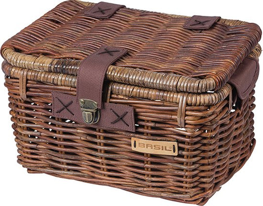 Basil Denton Bicycle Basket S - Frontal - Rotin - Marron - Petit