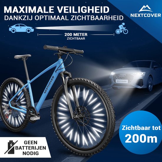 Nextcover® Spoke Reflectors Bicycle 36 Pieces - The Original - [3M Scotchlite] Maximum Visibility I Spoke Light Bicycle I Bicycle Reflectors I Alternative to cat eyes bicycle
