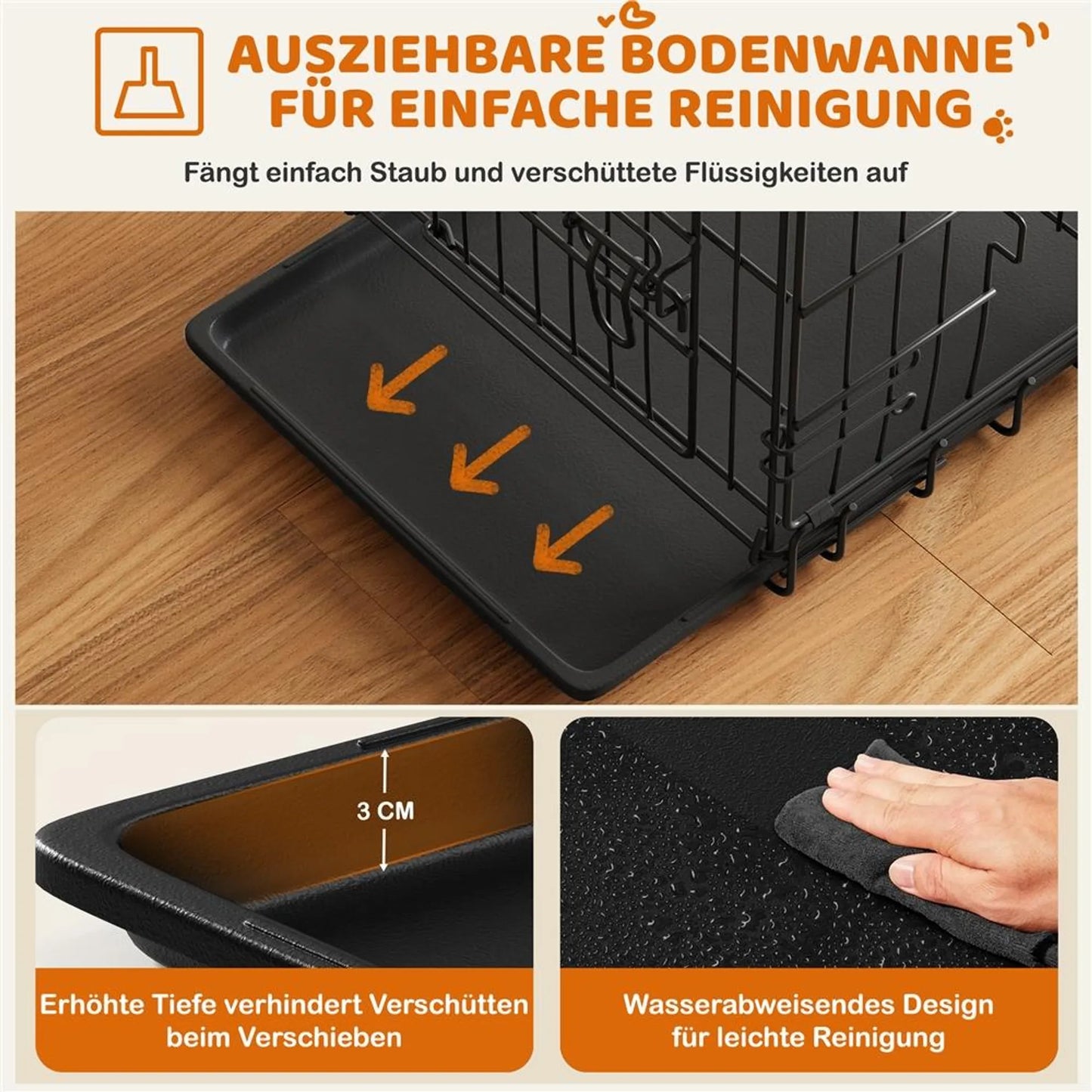 Yaheetech Banc pliant pour chien avec cloison - Comprend deux portes, une plaque inférieure amovible et un verrou de sécurité - Pour le dressage et les déplacements - Métal noir peint par poudrage - 61,5 x 41,5 x 47 cm