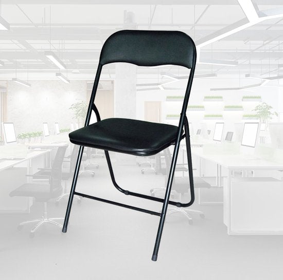 BRASQ Chaise pliante noire - Chaise pliante - Chaise pliante 43x38x78 cm - PVC - Chaise de salle à manger