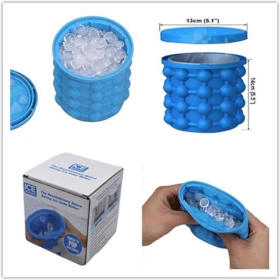 Seau à glace/cubeur de glace - Shop-Story - Refroidisseur de boissons - Seau en silicone 2 en 1 - Bleu