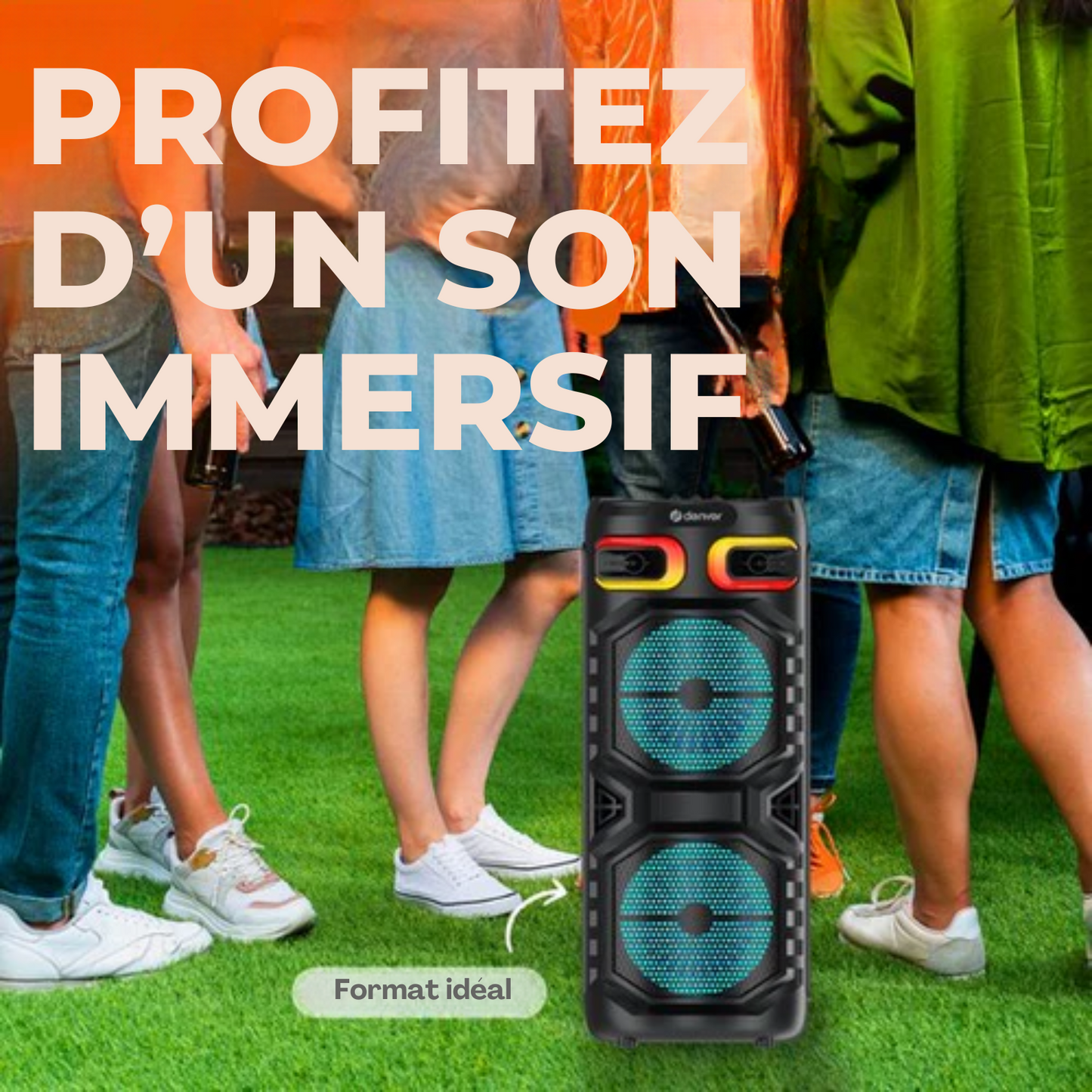 Enceinte Bluetooth - Denver – Lumières disco – Enceinte de fête – Télécommande incluse – Connexion microphone – Micro SD / USB / AUX – BPS355
