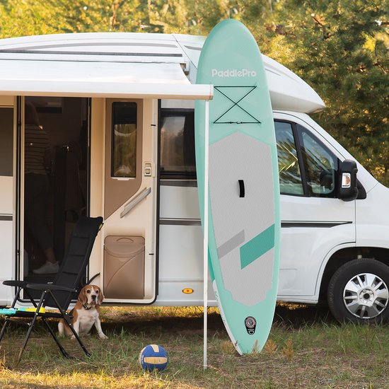 LifeGoods SUP Board - All-round Compact - 100 KG Carrying Capacity - Inflatable - Complete SUP Package - Pastel Green