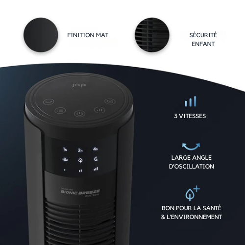 Ventilateur sur pied - JAP Appliances - silencieux (46dB) - avec télécommande - 6 niveaux - Noir mat