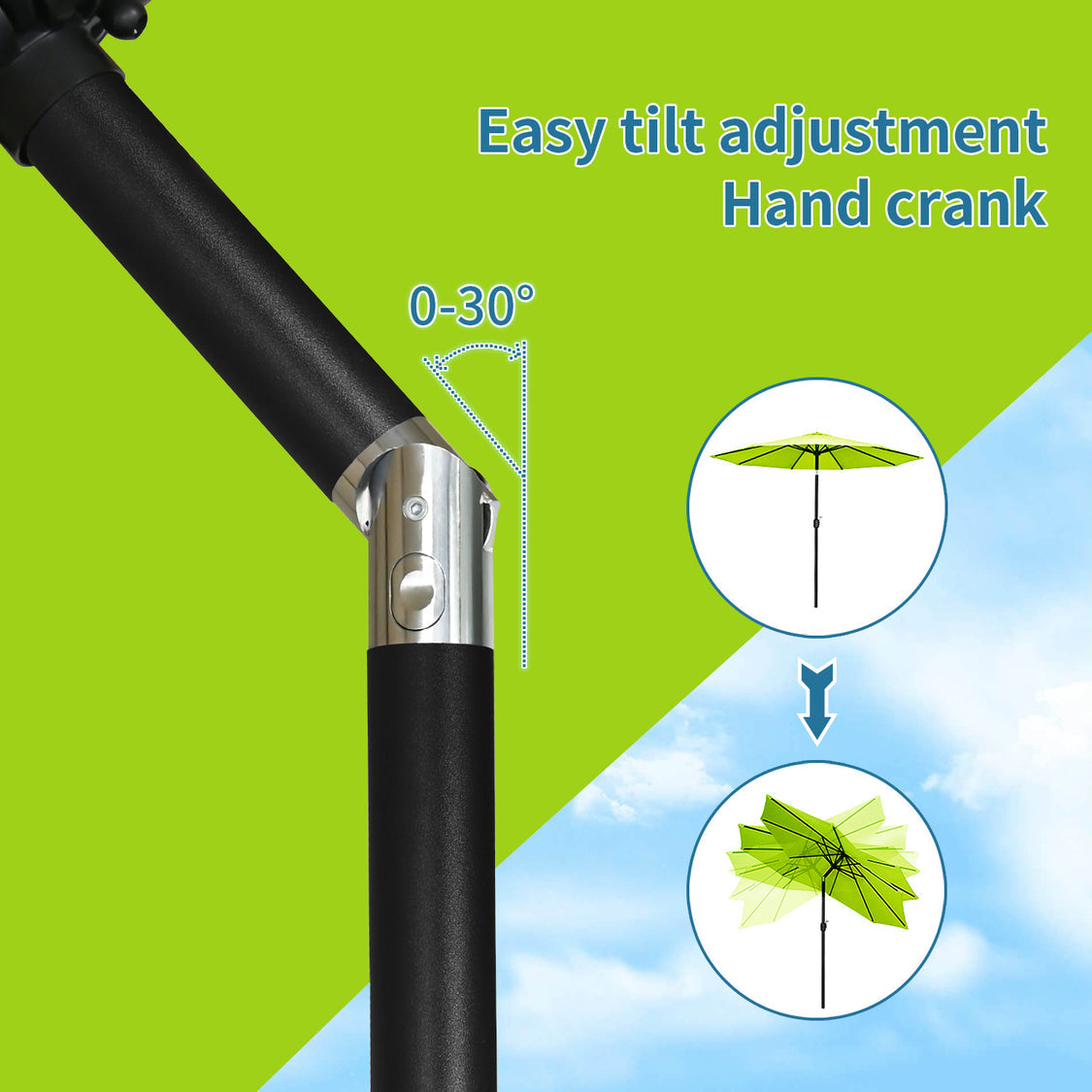 Angel Living Parasol - Ø270cm - Inclinable - Vert pomme
