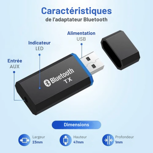 Récepteur Bluetooth - Garpex® - Adaptateur Bluetooth - Récepteur Bluetooth pour autoradio, ordinateur portable - Hifi