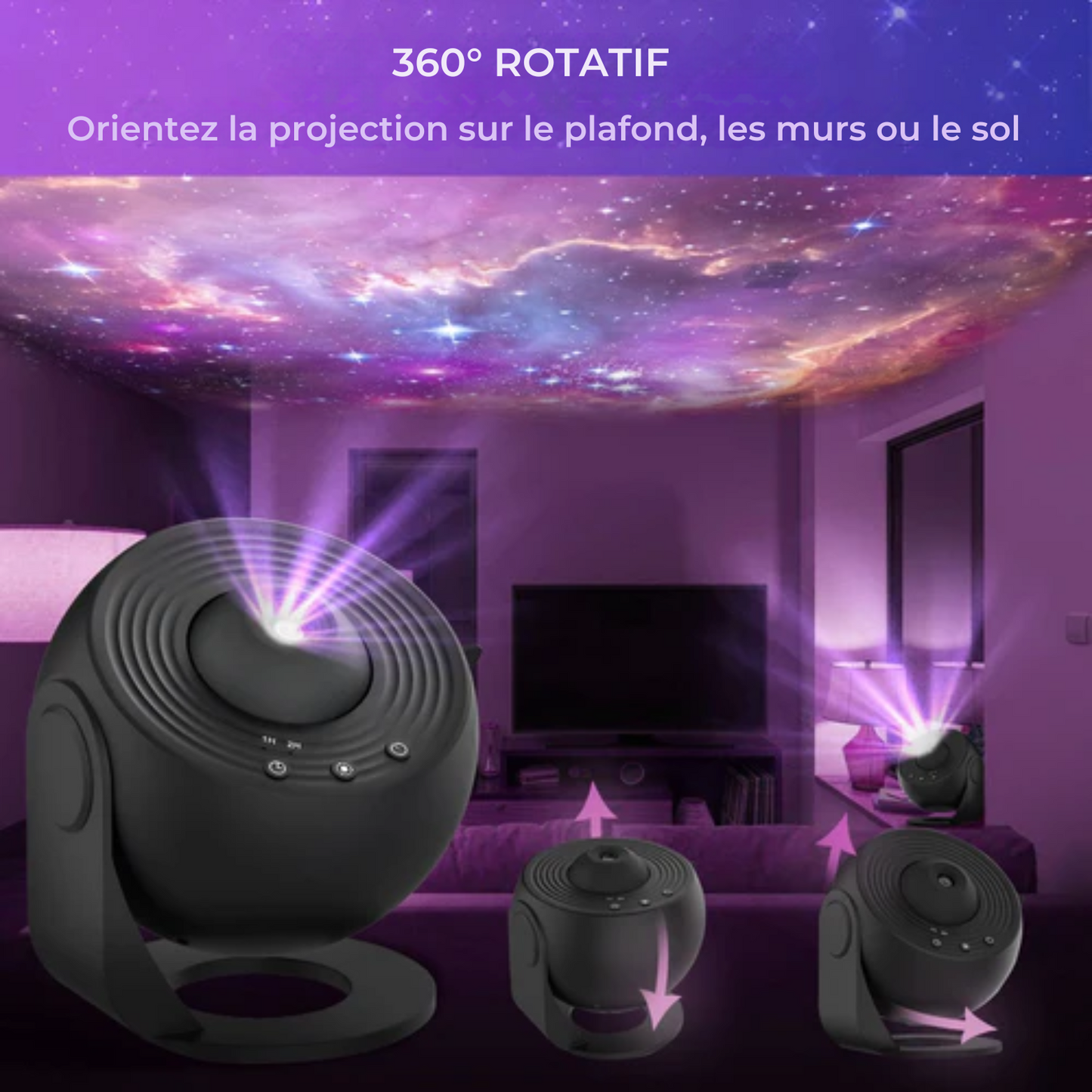 Lampe de projecteur 12 en 1 - MostEssential Premium - Projecteur d'Étoiles, Galaxie, Ciel Étoilé, Espace et Univers - 12 W - Noir