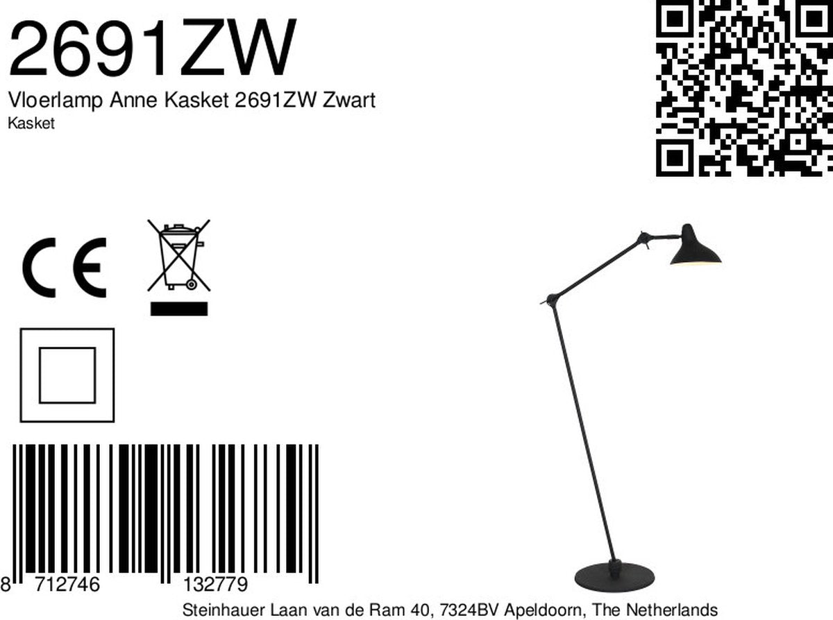 Lampadaire Anne Light & home Kasket - Noir