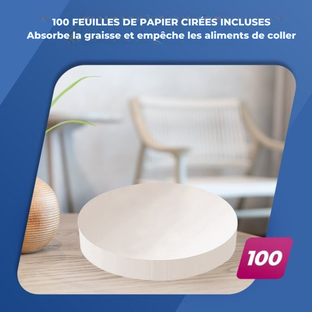 Presse à burger Roegaarden - Presse à tofu - Accessoires barbecue - 100x papier ciré - noir