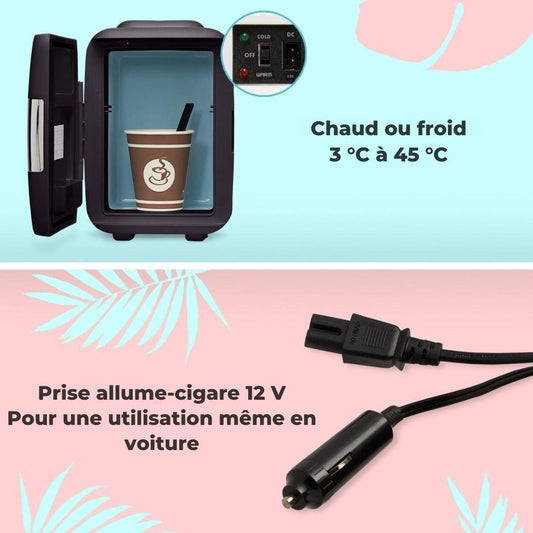 Mini réfrigérateur LifeGoods - 4 litres - Maquillage et Beauté Soins - 100/240V / 12V Car Plug - Noir
