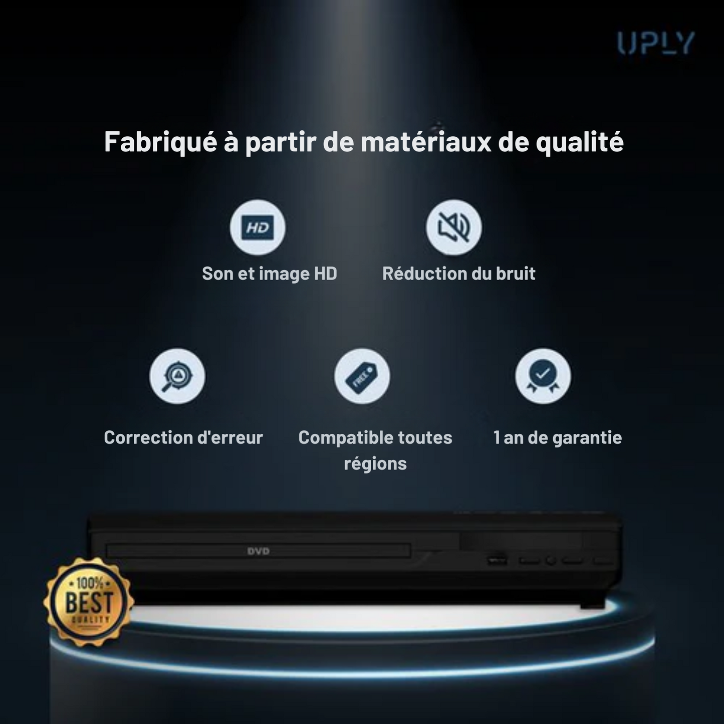 Lecteur DVD avec HDMI - UPLY - Full HD - Télécommande incluse - USB - Noir
