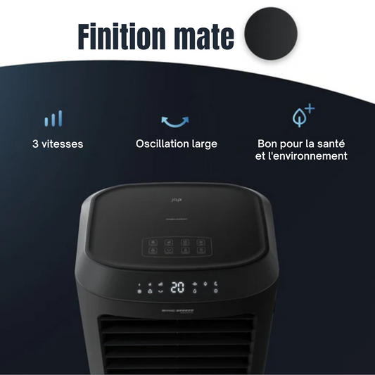 Refroidisseur d'air 3 en 1 - JAP Appliances Edmonton - Ventilateur, Ioniseur et Humidificateur - Avec télécommande et minuterie - Noir mat