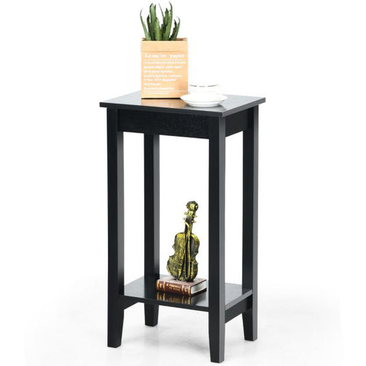 Table d'appoint Coast Black 40 x 30 x 73,5 cm - 2 couches avec pieds en bois massif