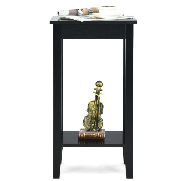 Table d'appoint Coast Black 40 x 30 x 73,5 cm - 2 couches avec pieds en bois massif