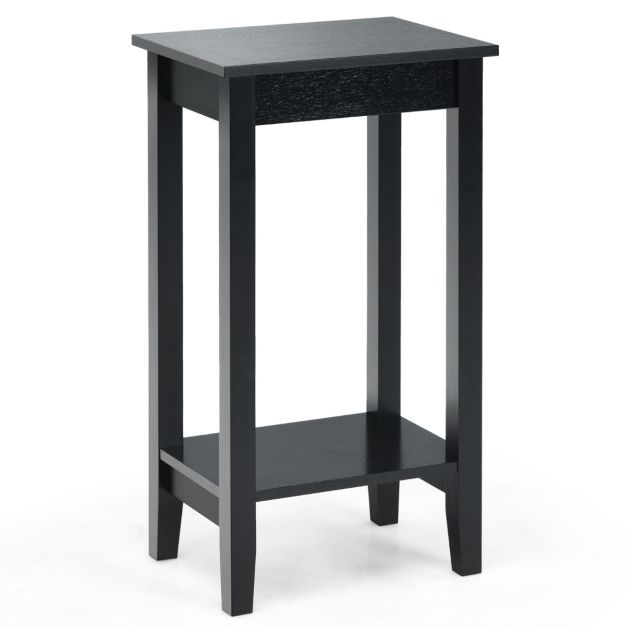 Table d'appoint Coast Black 40 x 30 x 73,5 cm - 2 couches avec pieds en bois massif