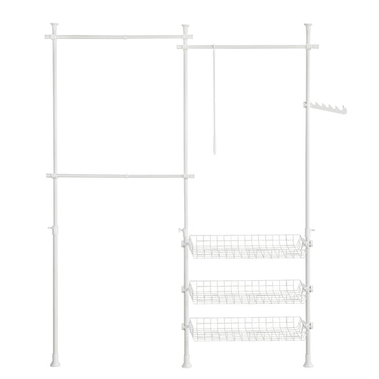 SoBuy Porte-vêtements télescopique - inox - Max. 90 kg - 195 x 278 cm - Blanc