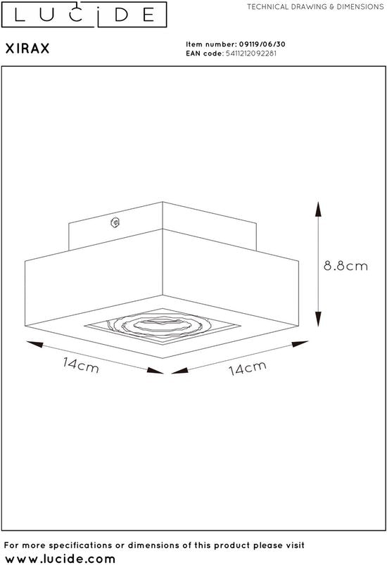 Lucide XIRAX - Spot de plafond (lampe de plafond) - LED « Dim to warm » - GU10 - 1x5 W 2200 K/3000 K - Noir