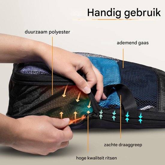 Cubes d'emballage avec compression pour la valise et le sac à dos, sac d'emballage inclus, Midnight Escape - Noir
