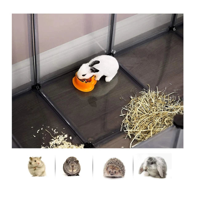 Cage multifonctionnelle pour animaux de compagnie et parc d'entraînement Songmics – 143 x 71 x 47 cm – Gris, avec 20 panneaux