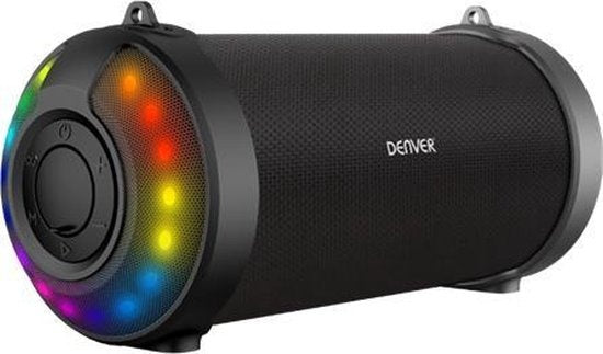 Denver Enceinte Bluetooth avec éclairage LED - 85W - AUX/USB - Courroie ajustable - BTG212 - Noir