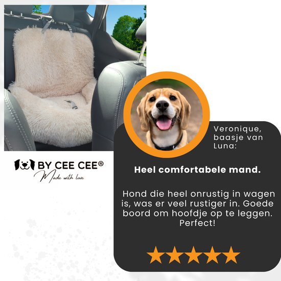 By Cee Cee Car Seat Dog Deluxe Back Seat - Dog Basket Car With Safety Strap - Car Basket Dog - Dog Seat - Large Dog - Beige - Size M