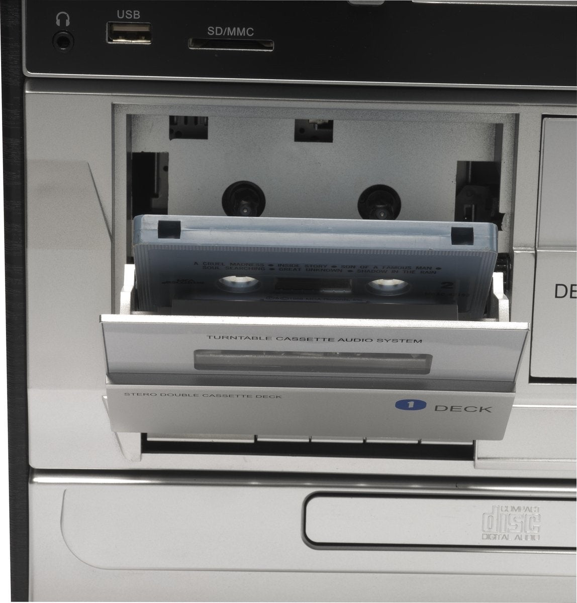 Tourne-disque rétro - Denver -  Avec enceintes - Radio DAB+/FM - Lecteur CD & double cassette - Boîtier bois - USB/SD/AUX
