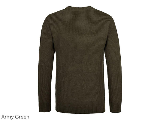 Pull en maille Petrol à col rond - Modèle basique - taille XXL - Vert militaire