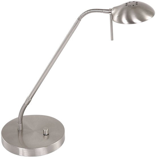 Lampe de table en acier Biron à 1 éclairage 7502ST avec bras pivotant et inclinable, socle de 17 cm, cordon de 185 cm, design classique, Mexlite