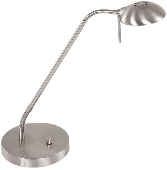 Lampe de table en acier Biron à 1 éclairage 7502ST avec bras pivotant et inclinable, socle de 17 cm, cordon de 185 cm, design classique, Mexlite