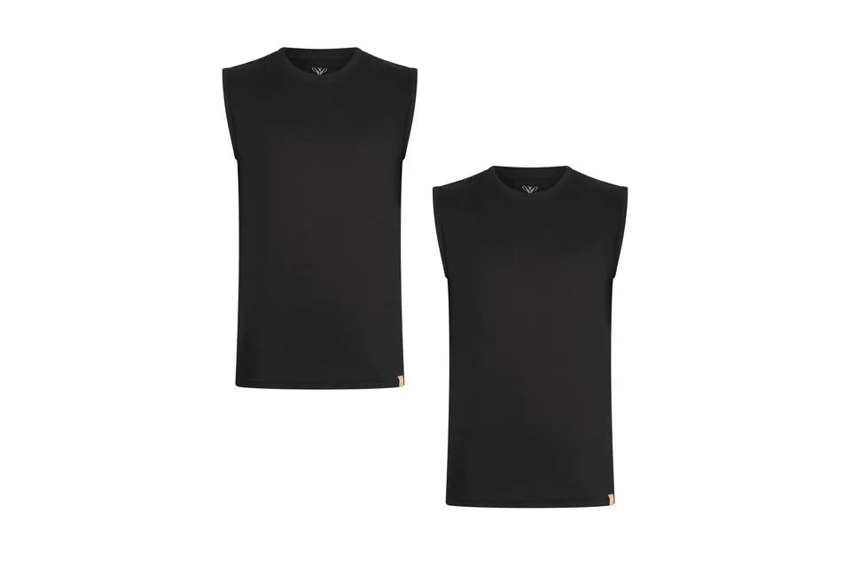 Lot de deux t-shirts sans manches Outspot - Noir - Taille S